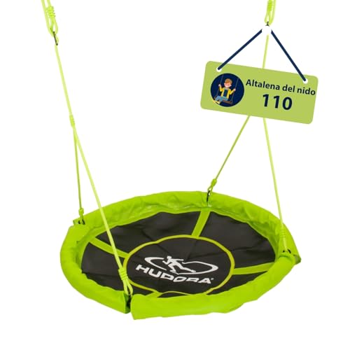 HUDORA Altalena a nido 110 - altalena in plastica verde fino a 100kg - altalena con diametro di 110cm per interni ed esterni - Altalena familiare regolabile per bambini e adulti