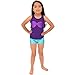 STRETCH IS COMFORT Girl's Cotton Mermaid Seashell Sparkly Ariel Tank Top Purple Small