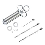 Meat Injector Kits, Barbestar 304 Stainless Steel Seasoning Injector with 2-oz Large Capacity Barrel and 3 Professional Marinade Needles