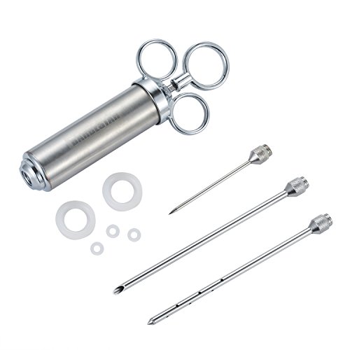 Barbestar Heavy Duty Meat Injector Kit with Case, 304 Stainless Steel Meat Flavor Injector Syringe Set with 2-oz Large Capacity Barrel and 3 Professional Marinade Needles for BBQ Cooking