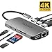 USB C Hub Adapter, ONTOTL 9 in 1 Aluminum Thunderbolt 3 Adapter Type C Hub with 4K HDMI Output, 1000M Ethernet Port, USB-C Charger Port, 3 USB 3.0, SD & TF, 3.5mm Audio/Mic for Apple MacBook Pro