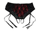 Trixx Intimates Women's Crotchless Bikini Panty With Attached Garter Straps Black