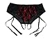 Trixx Intimates Women's Crotchless Bikini Panty With Attached Garter Straps Black