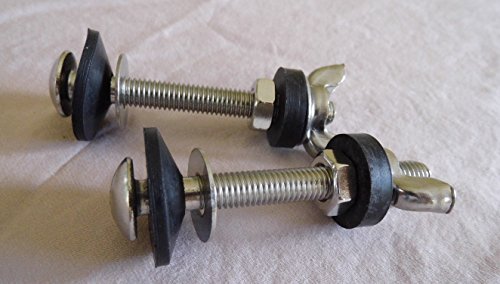 Toilet Bolts,Tank to Bowl Stainless Steel 5/16-inch By 3 Inch Heavy Duty Bolts with Rubber and Stainless Steal Washers and Wing Nuts