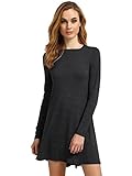 ROMWE Solid Long Sleeve Simple Classical High Low Casual Dress