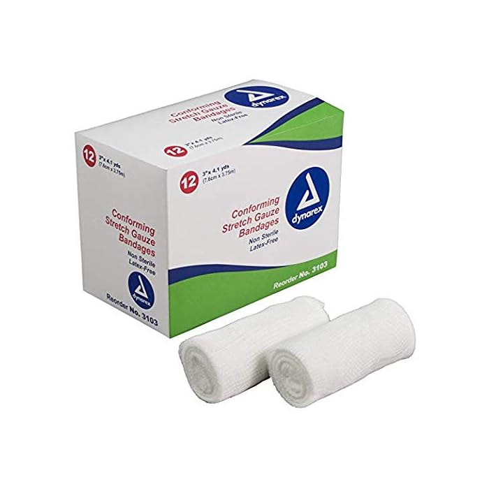 Dynarex Stretch Gauze Bandage Roll, Non-Sterile, 3", Box/12