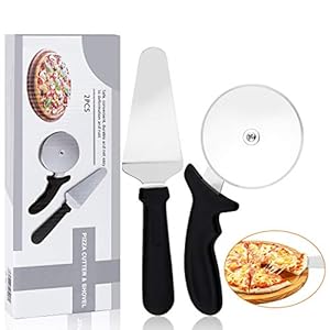aiface 2 in 1 Pizzasnijder, Pizzaschep, Roestvrijstalen Pizzawiel Voor Pizza, Gebak en Brood