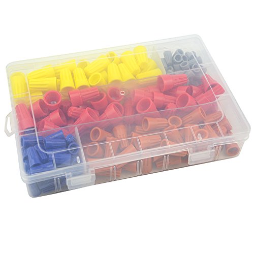 XLX 200Pcs Electrical Wire Connection Screw Twist Connector Cap w/ Spring Insert Assortment Set