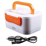 WHOSEE 12V Car Use Electric Heating Lunch Box Portable 1-2L Bento Meal Heater Food Warmer 45W Orange 8