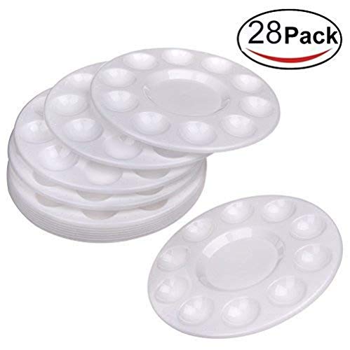 Hulameda 28 Pcs Paint Tray Palettes Plastic for Kids to Put Cupcake and Art Painting - Thumbnail 7
