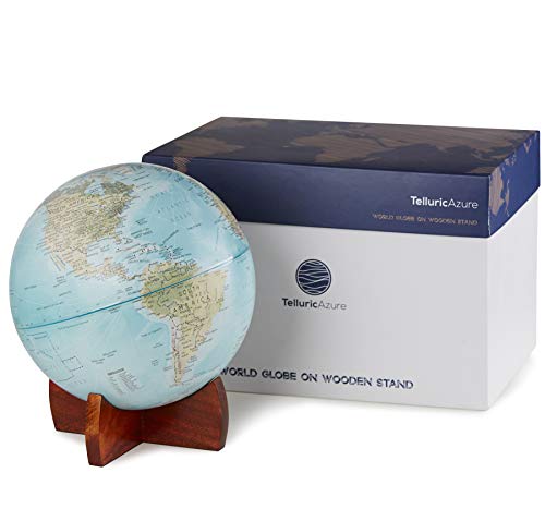 10" Pick Up Retro World Globe on Wooden Stand