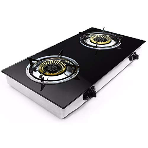 XtremepowerUS Deluxe Propane Gas Range Stove 2 Burner Cooktop Auto