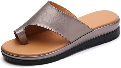 Bunion Sandals for Women Comfy - Bunion Corrector Platform Shoes BSP-2 Genuine Leather Women Flip-Flop Light Weight Ladys Shoes 2019 Size 10 10.5 Light Brown