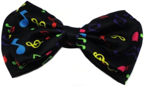 Colorful Music Notes Tuxedo Bow Tie Pre Tied Plastic Clip