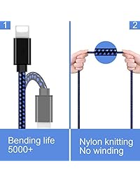 Peceony MFi Certified iPhone Charger Lightning Cable 4 Pack [6 6 6 6FT] Extra Long Nylon Braided USB Charging & Syncing Cord Compatible iPhone Xs Max XR X 8 8Plus 7 7Plus 6S 6S Plus SE iPad Nan More