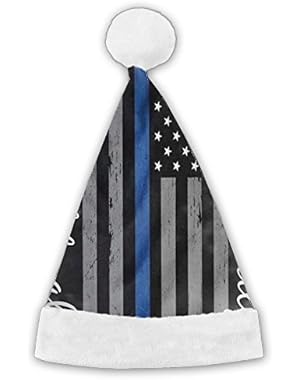 Boys' Santa Hats Thin Blue Line Xmas Cap Printing Casual Hat For Holiday Christmas