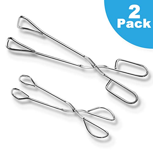 2 Pieces Food Tongs, Duty Stainless Steel Scissor Kitchen Food Tongs for BBQ, Baking Bread Clamp, Cooking (9 Inch & 12 Inch)