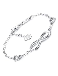 Billie Bijoux - Pulsera de plata de ley 925 con símbolo infinito de amor ajustable para el día de la madre