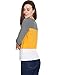 Allegra K Women's Casual Color Block Tops Round Neck Cotton Long Sleeve Tops Medium Yellow