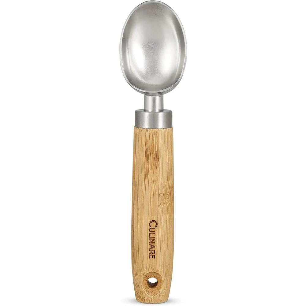 Culinare Naturals Ice Cream Scoop, Sustainable Bamboo/Stainless Steel, 45cm, Heavy Duty Ice Cream/Sorbet Scoop/Spoon Tool/Utensil, Not Dishwasher Safe