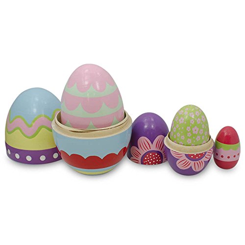 5" Set of 5 Ukrainian Easter Eggs Pysanky Wooden Nesting Dolls