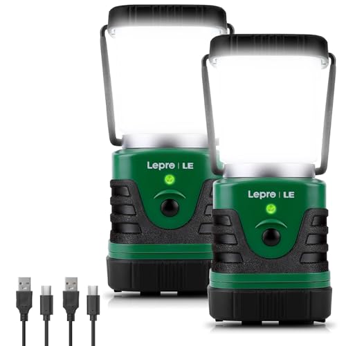 LE LED Campinglampe Tragbar, Superhell wiederaufladbare Suchscheinwerfer mit Bügel und Haken, 4 Helligkeiten Dimmbar, Notfallleuchte für Stromausfälle