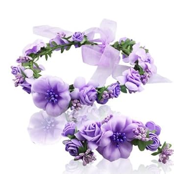 Buy Flower Crown Wedding Hair Wreath Floral Headband Garland Wrist