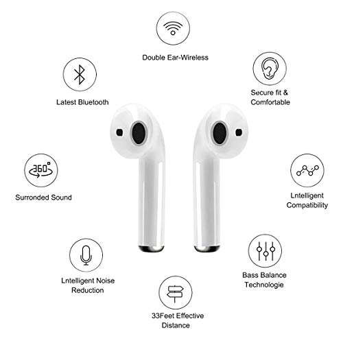 RUYIKA Wireless Headphones, 5.0 Bluetooth In-ear TWS Stereo Earphones Headset TWIN Earbuds, Compatible with iPhone/android/Samsung
