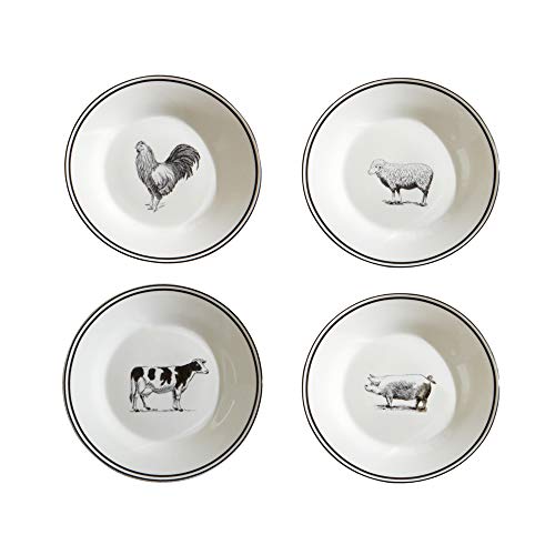 American Atelier 6429-4S Farm Animals 4 Piece Salad Plate Set, 8x8", White
