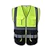 JKSafety 7 Pockets High Visibility Zipper Front Safety Vest With Reflective Strips.Meets ANSI/ISEA Standards (130-Yellow-Black XL)
