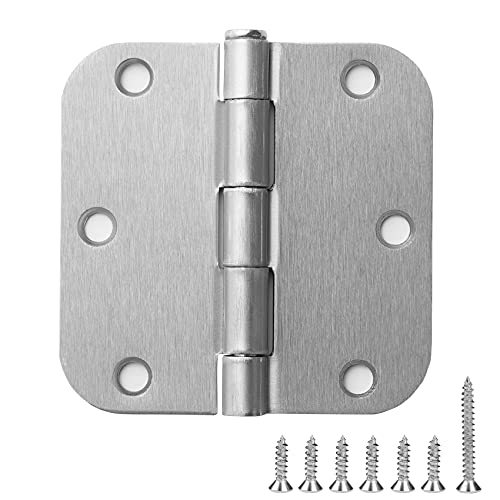 30 Pack Door Hinges Satin Chrome 3.5 Inch 5/8" Radius 3 1/2 Interior