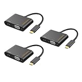 USB C to VGA + HDMI, CableCreation [3-Pack] Type C (Thunderbolt 3 Compatible) to HDMI 4K + VGA Adapter, Compatible with MacBook Pro 2017/2018/2019,MacBook Air/iPad Pro 2018/Dell XPS 15/Yoga 920,Black
