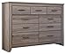 Signature Design by Ashley Zelen Rustic Contemporary 7 Drawer Dresser, Warm Gray