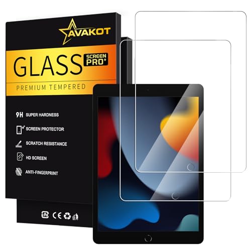 avakot 2 Pack Screen Protector for iPad 10.2, Tempered Glass Film Compatible with iPad 9th Generation 10.2 Inch 2021/2020/2019 Anti-Scratch Sensitive Dropproof Screen Protector for iPad 8th/7th Gen