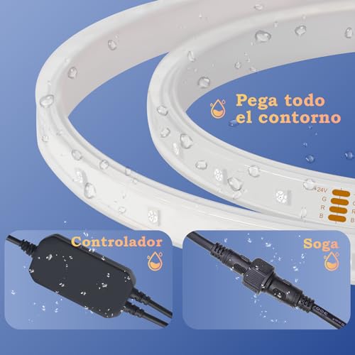 Lichaser Tira LED Exterior Impermeable DIY IP67 RGB+IC, Seguimiento, Segmentación de Tiras LED con Aplicación BT y Control Remoto RF Para uso en Exteriores (40m)