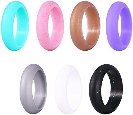 Redhilly Silicone Wedding Ring Women for Sports, Gym, Swimming, Fitness, set of 7 (7 Colors, 7)