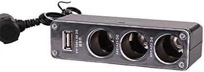 SANJET SJ-AM-CP-02 Universal USB Car Cigarette Lighter 3-Socket Car Charging Splitter Power Adapter for iPhone6s/6/6 Plus,iPad, Samsung Galaxy S6/S6 Edge and More Black