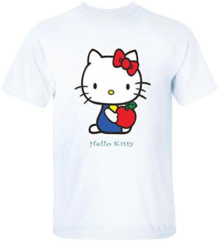 XGOGD Hello Kitty Cartoon Design Men Casual T Shirt white M