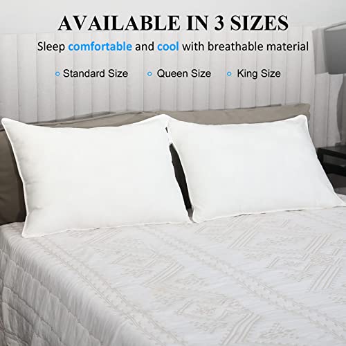 MAXICOZY Fluffy Bed Pillow for Sleeping 2 Pack Standard Size, Microfiber Filling Breathable Soft