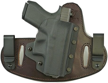Hidden Hybrid Holsters, Sig Sauer P290RS with 290-TGL Laser Module - Black Kydex/ Brown Leather- RH Draw