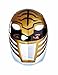 Disguise Sabans Mighty Morphin Power Rangers White Ranger Vacuform Mask Costume Accessory, Gold/Silver/Black, One Size Adult