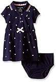 Nautica Baby Printed Pique Dress with Flat Knit Collar, Navy, 18 Months
