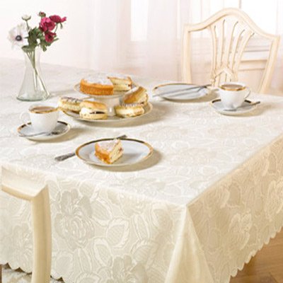 Emma Barclay Damask Rose Tablecloth, Cream, 52 x 52 Inch