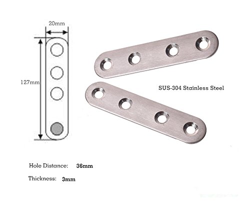 SamIdea 5-Pack 127x20x3mm SUS-304 Corner Brace Straight Support Shelf Brackets,4 Install Holes,with 20PCS Stainless Steel Screws - Thumbnail 5