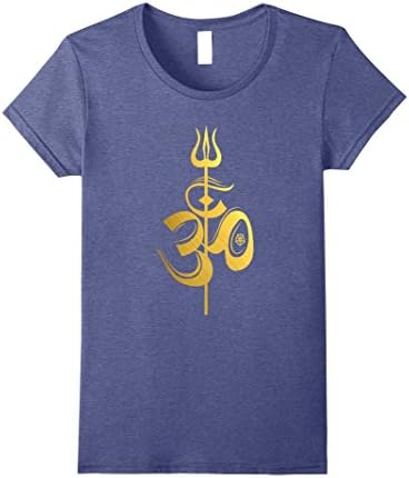 Womens OM-Lord Shiva Divine Spear Trident Trishul T-Shirt Small Heather Blue