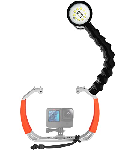 Movo DiveRig Pro2 Underwater Video/Photo Diving Rig for Scuba and Snorkeling- Full Size Dive Rig, 5000 Lumen Waterproof Light with Flexible Arm Mount- Use with GoPro, DJI Osmo, Insta360 and More