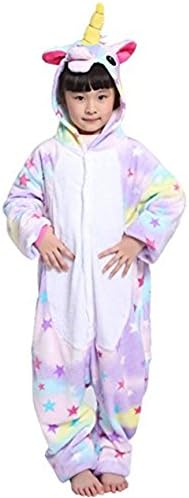 Halloween Cosplay Costume Unicorn Onesie Pajamas OnePiece Animal Outfit Homewear, Star, Size130 for 49-53" height