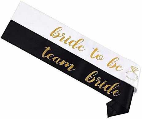 Losuya 5 Black Team Bride Sashes with 1 White Bride To Be Sash Set for Wedding Bachelorette Party - Image 4
