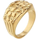 18K Gold Plated Chunky Nugget Rings for Women Stainless Steel Ring Gift Box