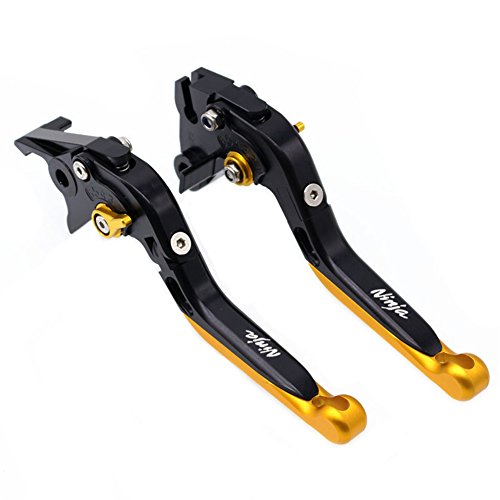 For Kawasaki NINJA 300 R 2013-2017 Black Gold Folding Extendable Brake Clutch Accessories Engraved Levers
